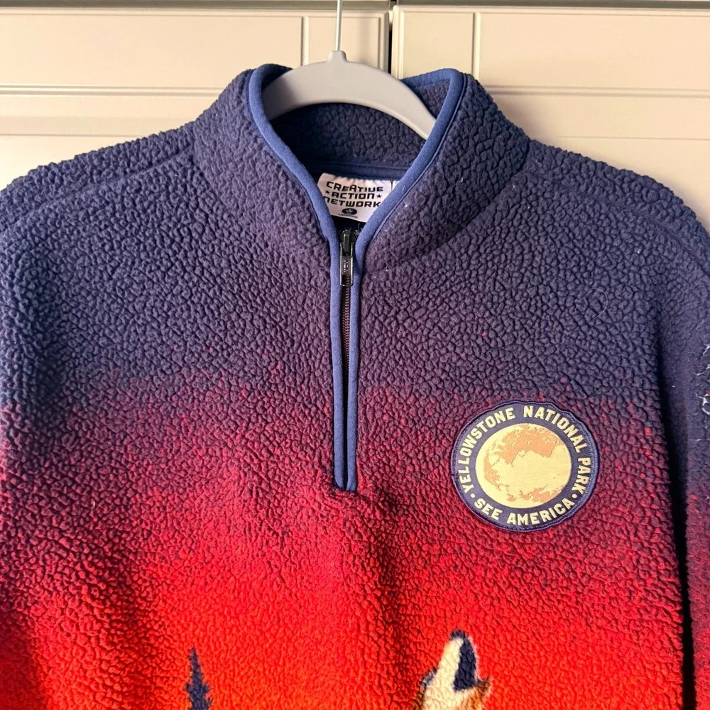 Creative Action Network Youth Yellowstone Wolf 1/4 Fleece Pullover, Multi, 18